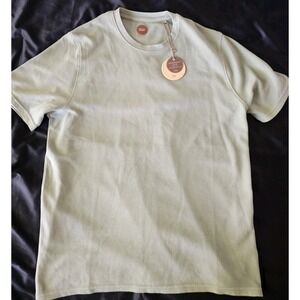 Common People Mens Ottoman T-Shirt Men' Large Olive Green S/S raised rib texture